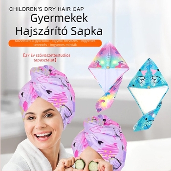 Gyerek hajszárító sapka, vastagított, víznedvszívó, gyorsan száradó, puha hajszárító törölköző, mikroszálas turbán, aranyos babaváró sapka