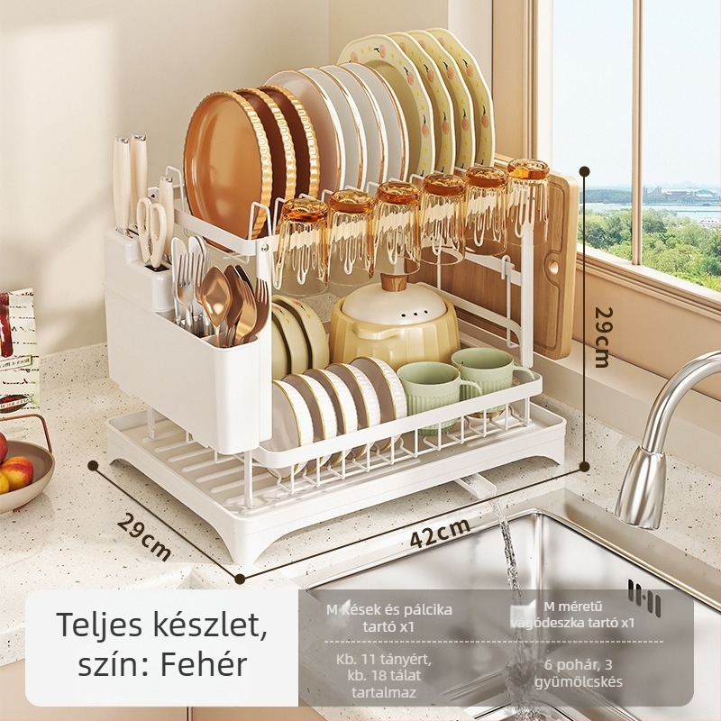 Határokon átnyúló konyhai lefolyótartó, tál- és edénytartó, tál- és edénytároló állvány, háztartási tálak és evőpálcikák, kések és villák tárolóállvány, asztali szárítótál-polc