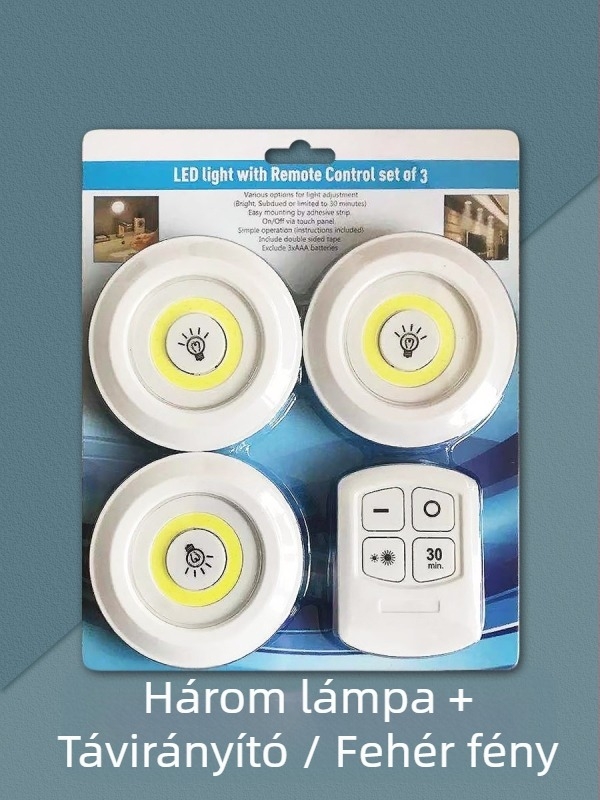 Vezeték nélküli távirányítós éjjeli lámpa, kreatív mini háztartási szekrényvilágítás, egy húzású, három vészvilágítás