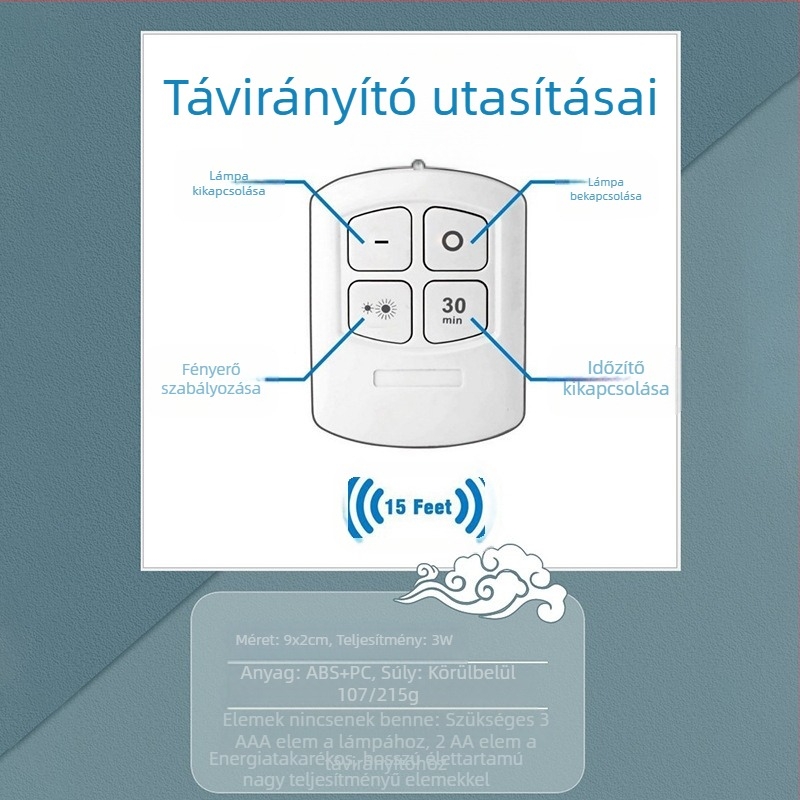 Vezeték nélküli távirányítós éjjeli lámpa, kreatív mini háztartási szekrényvilágítás, egy húzású, három vészvilágítás