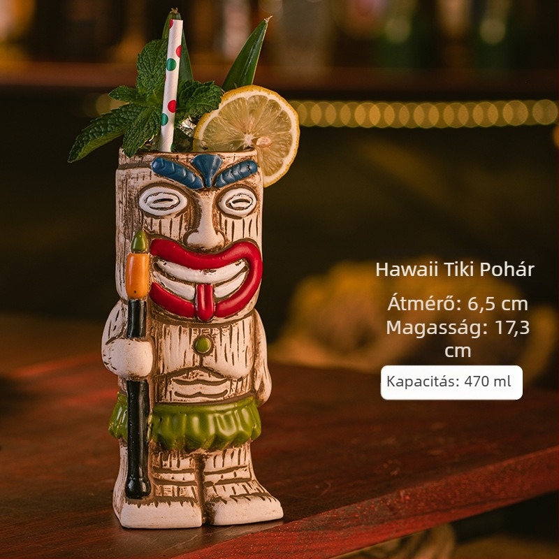 Hawaii Tiki Kupa Tiki Bögre Kreatív Koktélkupa Kerámia Kupa Bár Bor Kupa Különleges Kupa Díszek