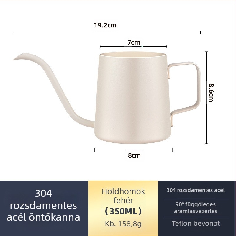 Rozsdamentes acél kávéfőző mini kézifőző fekete teflon vékony szájú kávéfőző