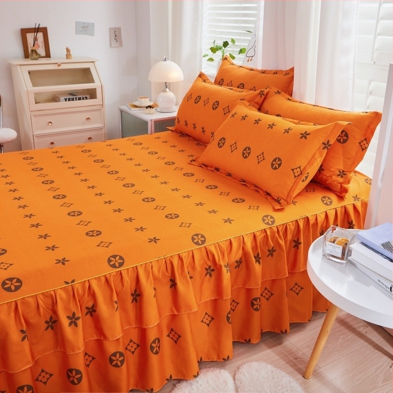 ✅ 2024 Új, ágyszoknya stílusú ágytakaró, egyrészes, tiszta pamut takarószegélyű lepedők és testhezálló lepedők szoknyával minden évszakra