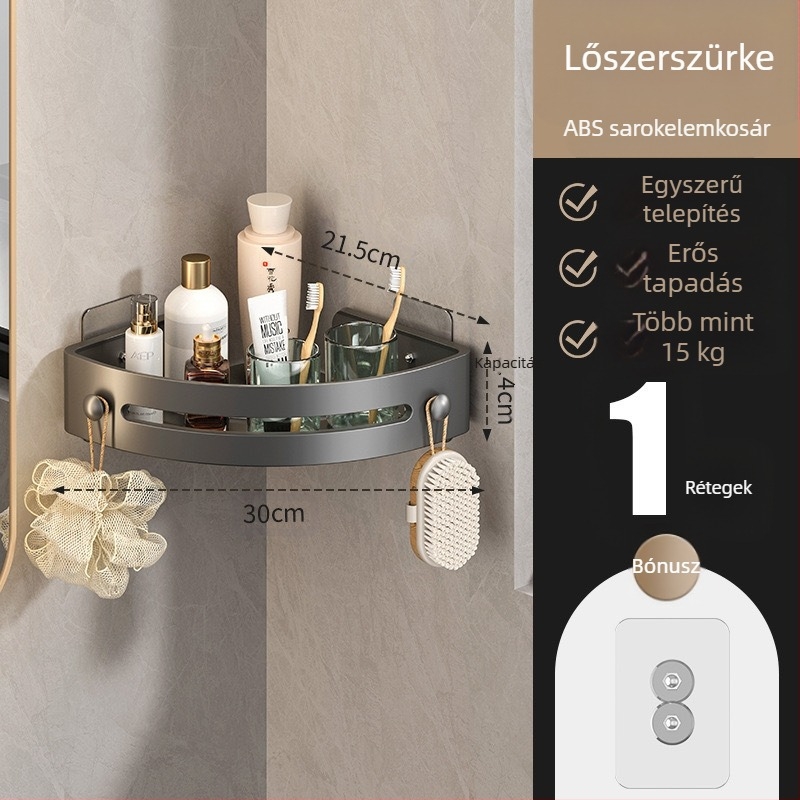 Ütésmentes WC Fürdőszoba WC tárolóállvány Falra szerelhető WC mosdóállvány Háromszög alakú tárolóállvány Akasztó sarok