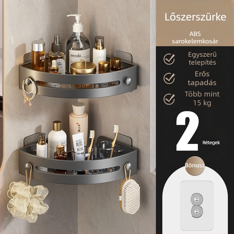 Ütésmentes WC Fürdőszoba WC tárolóállvány Falra szerelhető WC mosdóállvány Háromszög alakú tárolóállvány Akasztó sarok