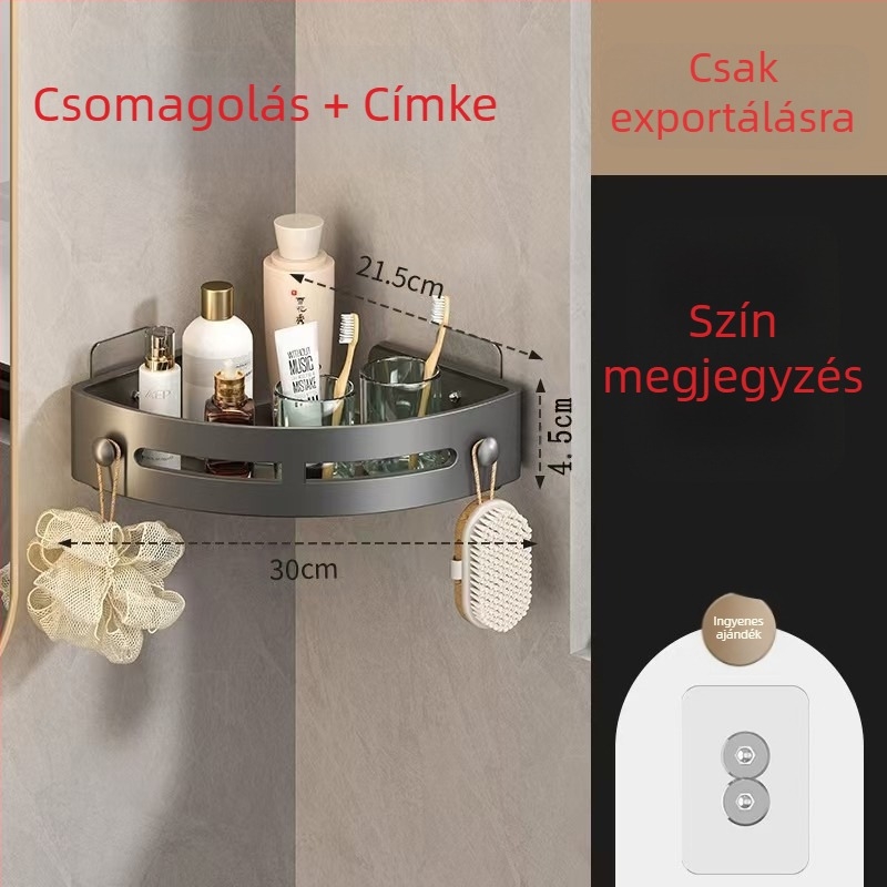 Ütésmentes WC Fürdőszoba WC tárolóállvány Falra szerelhető WC mosdóállvány Háromszög alakú tárolóállvány Akasztó sarok