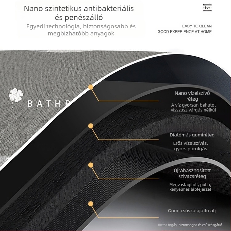 Ívelt fürdőszobai szőnyeg, csúszásmentes, erős nedvszívó szőnyeg, zuhanyzó, legyező alakú, félkör alakú, kovaalga iszap, gyorsan száradó lábtörlő