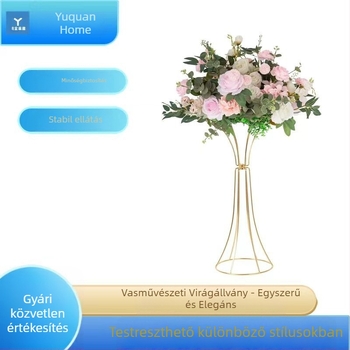 Kovácsoltvas geometrikus üreges virágtartó díszek aranyozott derék virágáru esküvői asztal virágáru esküvői kellékek úti virágtartó