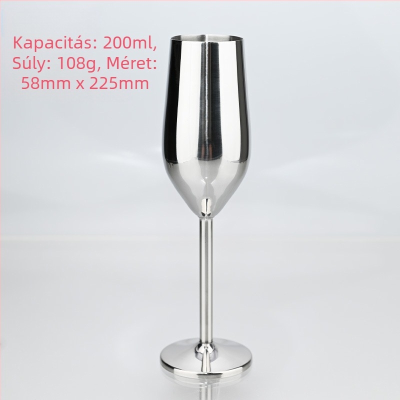Amerikai rozsdamentes acél pezsgőspohár talppal, koktélpohár fém kreatív bárral, 250 ml-es magas pezsgőspohár