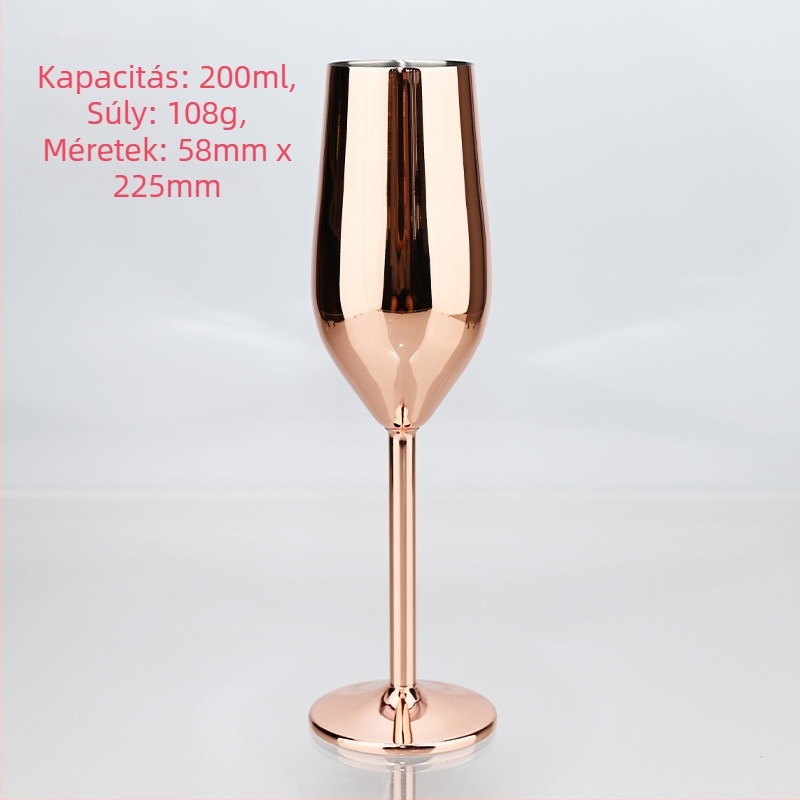 Amerikai rozsdamentes acél pezsgőspohár talppal, koktélpohár fém kreatív bárral, 250 ml-es magas pezsgőspohár