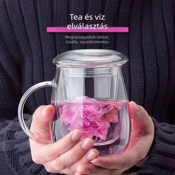 Gomba alakú, háromrészes üvegpohár-készlet szűrővel, nagy kapacitású virágtea főzéséhez, otthoni és irodai használatra alkalmas, magas hőmérsékletnek ellenálló