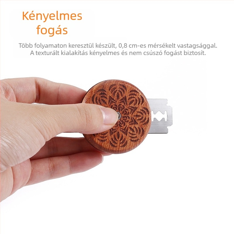 Rózsafa UFO kenyérvágó kés, európai stílusú bagett, hordozható kerek, puha európai táskakés, kenyérjavító kés