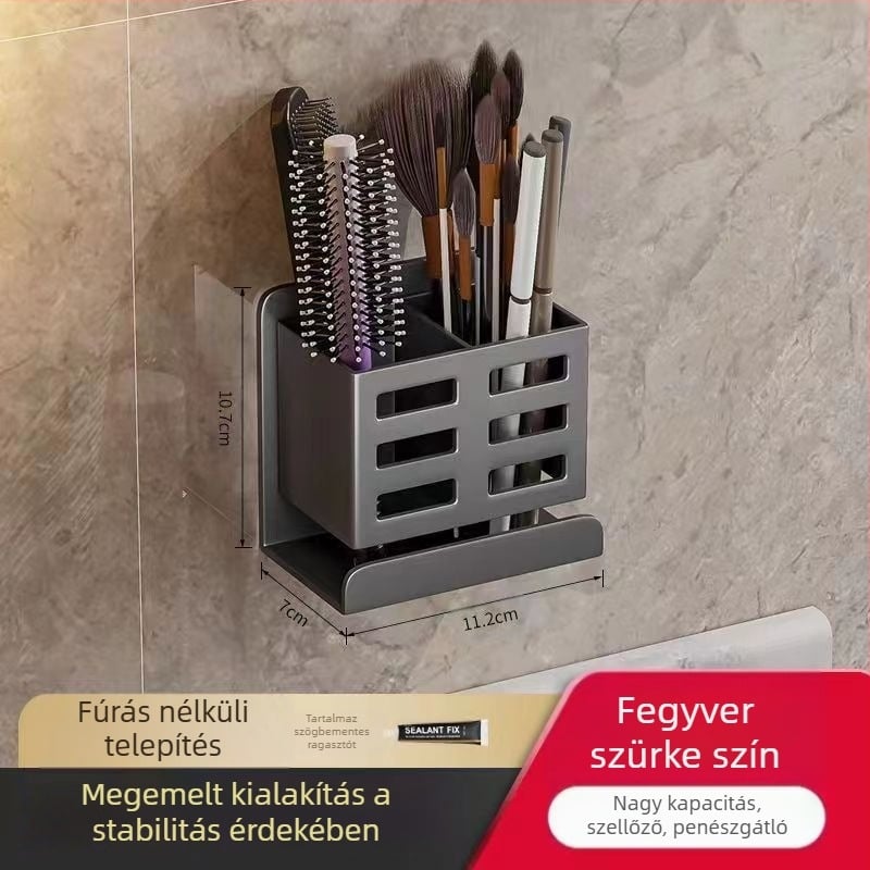 Fürdőszobai fésűtartó, lyukmentes WC, falra szerelhető WC, kozmetikai borotva, fogkefe, fogkrém tárolóhenger