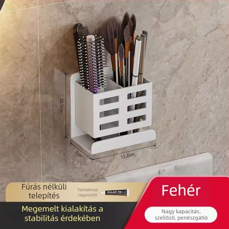 Fürdőszobai fésűtartó, lyukmentes WC, falra szerelhető WC, kozmetikai borotva, fogkefe, fogkrém tárolóhenger
