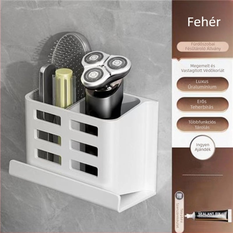 Fürdőszobai fésűtartó, lyukmentes WC, falra szerelhető WC, kozmetikai borotva, fogkefe, fogkrém tárolóhenger