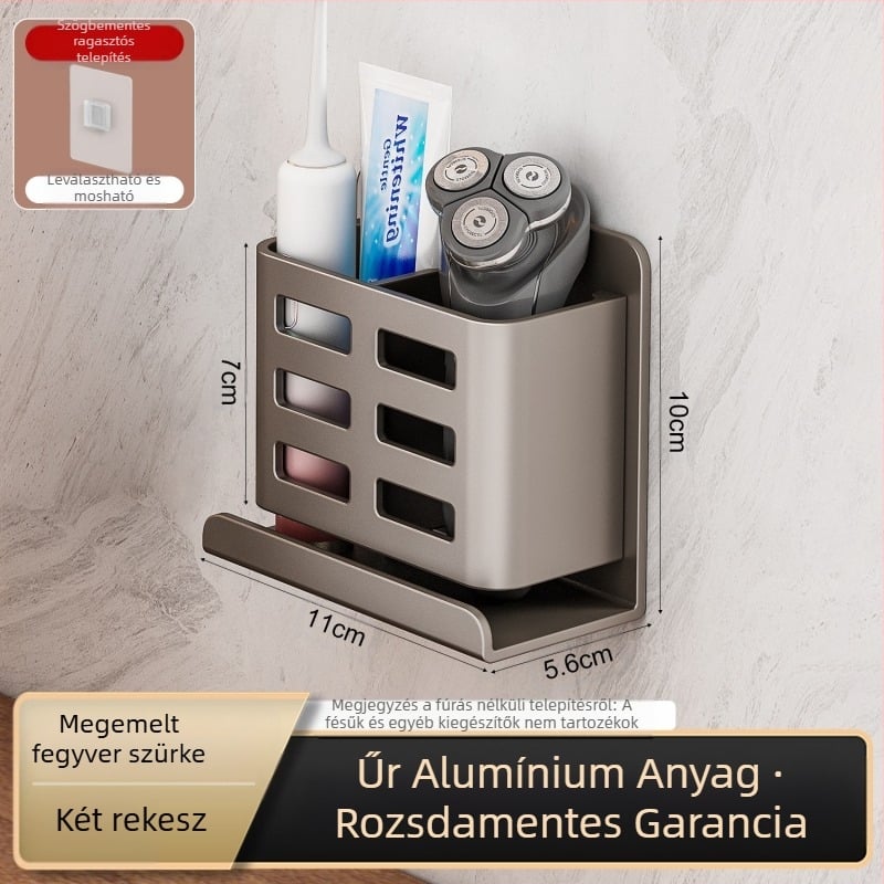 Fürdőszobai fésűtartó, lyukmentes WC, falra szerelhető WC, kozmetikai borotva, fogkefe, fogkrém tárolóhenger