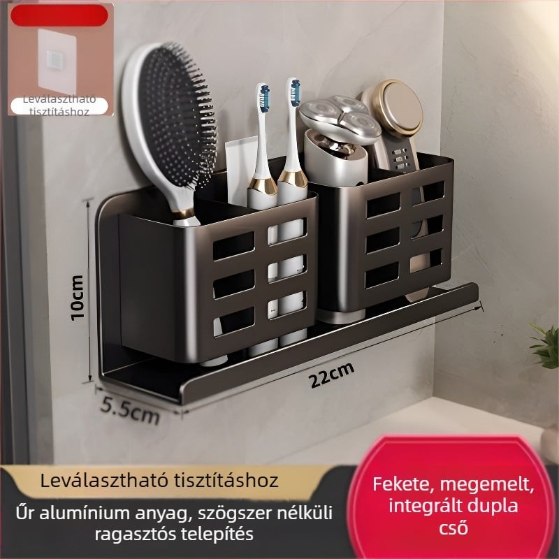 Fürdőszobai fésűtartó, lyukmentes WC, falra szerelhető WC, kozmetikai borotva, fogkefe, fogkrém tárolóhenger