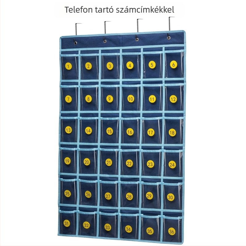 Amazon ugyanolyan stílusú, forró eladású sötétkék PVC átlátszó számológép mobiltelefon gyerekeknek írástudás 36 rácsos tároló függőtáska