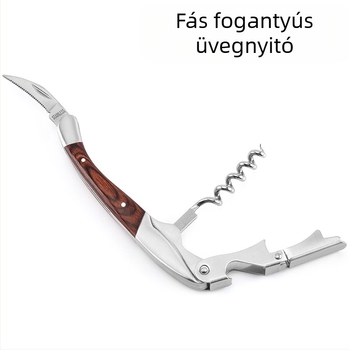 Gyári nagykereskedelmi rozsdamentes acél fa fogantyús üvegnyitó borosüvegnyitó többfunkciós sörösüvegnyitó konyhai kütyü