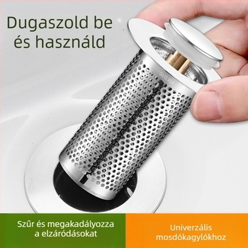 Mosdó szivárgó dugó rozsdamentes acél dezodoráló pattogó maggal prés típusú mosogató lefolyó mosdó univerzális tartozékok