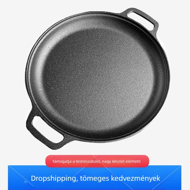 Vastagított öntöttvas palacsintasütő Bevonat nélküli palacsintasütő Öntöttvas palacsintasütő Dupla fülű serpenyő Kézi palacsintasütő Vasbevonatú tapadásmentes serpenyő