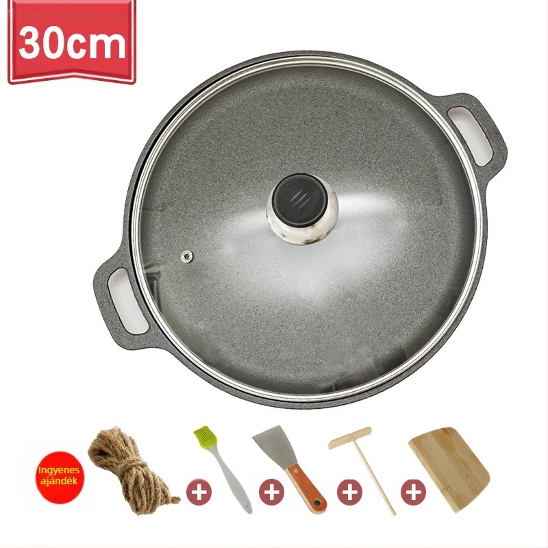 Vastagított öntöttvas palacsintasütő Bevonat nélküli palacsintasütő Öntöttvas palacsintasütő Dupla fülű serpenyő Kézi palacsintasütő Vasbevonatú tapadásmentes serpenyő