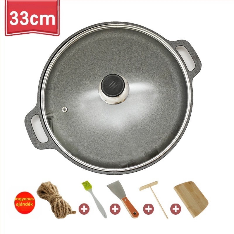 Vastagított öntöttvas palacsintasütő Bevonat nélküli palacsintasütő Öntöttvas palacsintasütő Dupla fülű serpenyő Kézi palacsintasütő Vasbevonatú tapadásmentes serpenyő