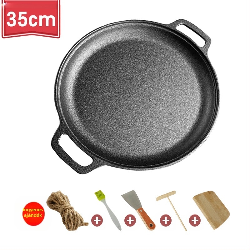 Vastagított öntöttvas palacsintasütő Bevonat nélküli palacsintasütő Öntöttvas palacsintasütő Dupla fülű serpenyő Kézi palacsintasütő Vasbevonatú tapadásmentes serpenyő