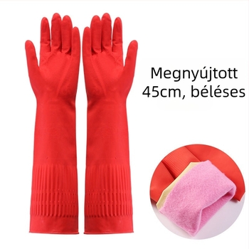 Latex mosogatókesztyűk, tartós gumiból, meghosszabbított hosszúságú, meleg, vízálló, konyhai házimunkákhoz, csúszásmentes tisztításhoz