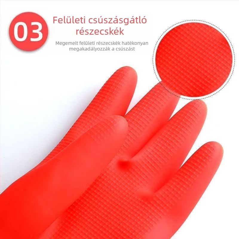 Latex mosogatókesztyűk, tartós gumiból, meghosszabbított hosszúságú, meleg, vízálló, konyhai házimunkákhoz, csúszásmentes tisztításhoz