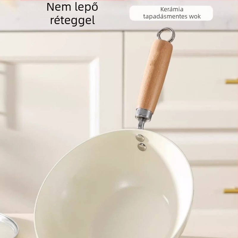 Kis vasfazék 20 cm-es japán stílusú mini háztartási bevonat nélküli lapos főzőedény indukciós tűzhelyhez, kis wokhoz alkalmas