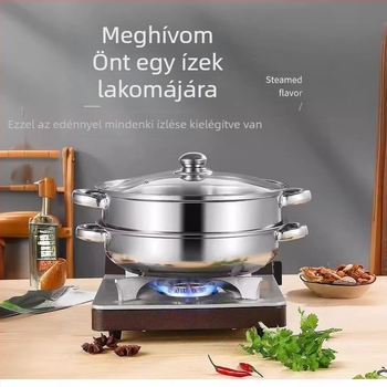 Gyári közvetlen indukciós tűzhely gőzölő háztartási rozsdamentes acél leveses edény gázleveshez forró edény kétrétegű ajándékgőzölő