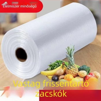 PE anyagból készült vastagított, pontszerű, folyamatos tekercses zacskó mikrohullámú sütőben használható háztartási nagykereskedelmi eldobható nagy tekercses, lapos szájú frissen tartó zacskó
