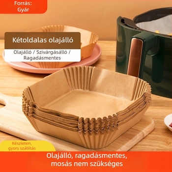 Négyzet alakú légkeveréses sütőpapír Speciális papír Háztartási olajfelszívó papírtálca Élelmiszeripari minőségű szilikonolaj papírtálca Négyzet alakú légkeveréses sütőpapír