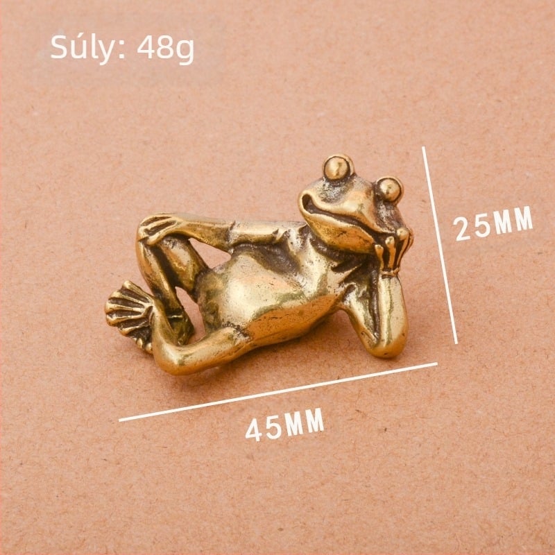 Tiszta sárgaréz alvóbéka otthoni kis dekoráció irodai asztali béka tea háziállat dekoráció fogantyú játék