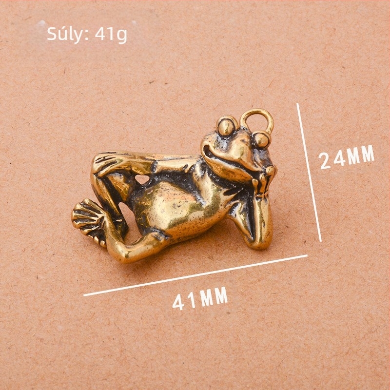 Tiszta sárgaréz alvóbéka otthoni kis dekoráció irodai asztali béka tea háziállat dekoráció fogantyú játék