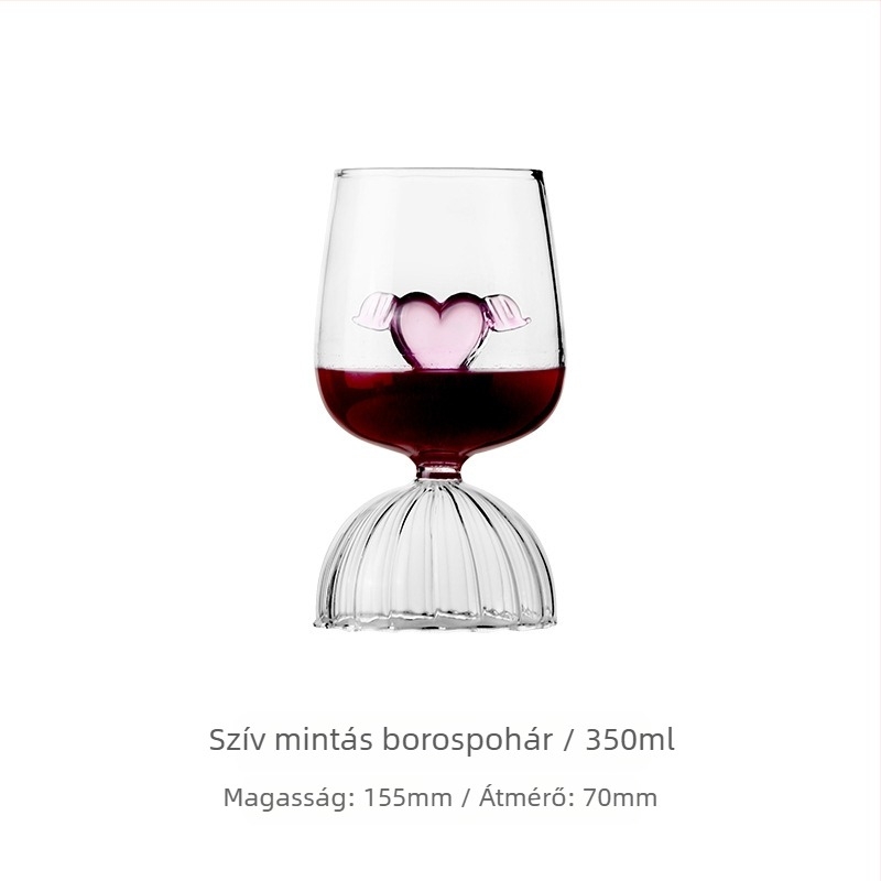 Online híresség INS stílus Északi kreatív boroszilikát üveg rózsaszín szerelmes kehely borospohár borfarok Bor Bor Bor Borospohár