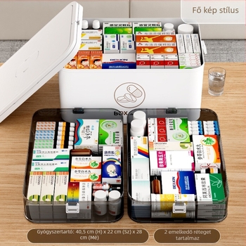 Háztartási nagyméretű gyógyszeres doboz nagykereskedelmi többrétegű rekeszes orvosi tárolódoboz hordozható otthoni sürgősségi hordozható elsősegélynyújtó gyógyszeres doboz