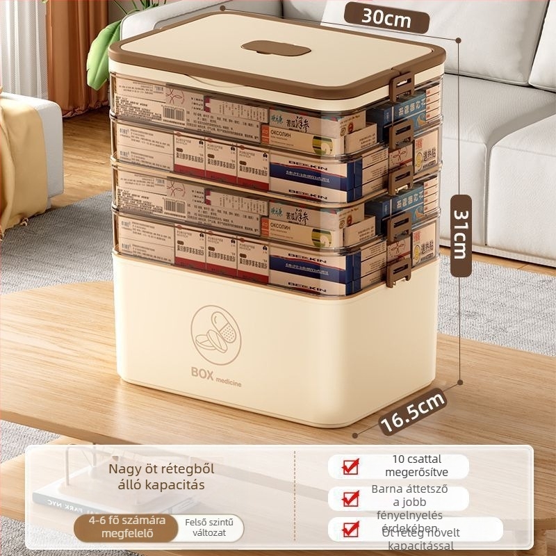 Háztartási nagyméretű gyógyszeres doboz nagykereskedelmi többrétegű rekeszes orvosi tárolódoboz hordozható otthoni sürgősségi hordozható elsősegélynyújtó gyógyszeres doboz