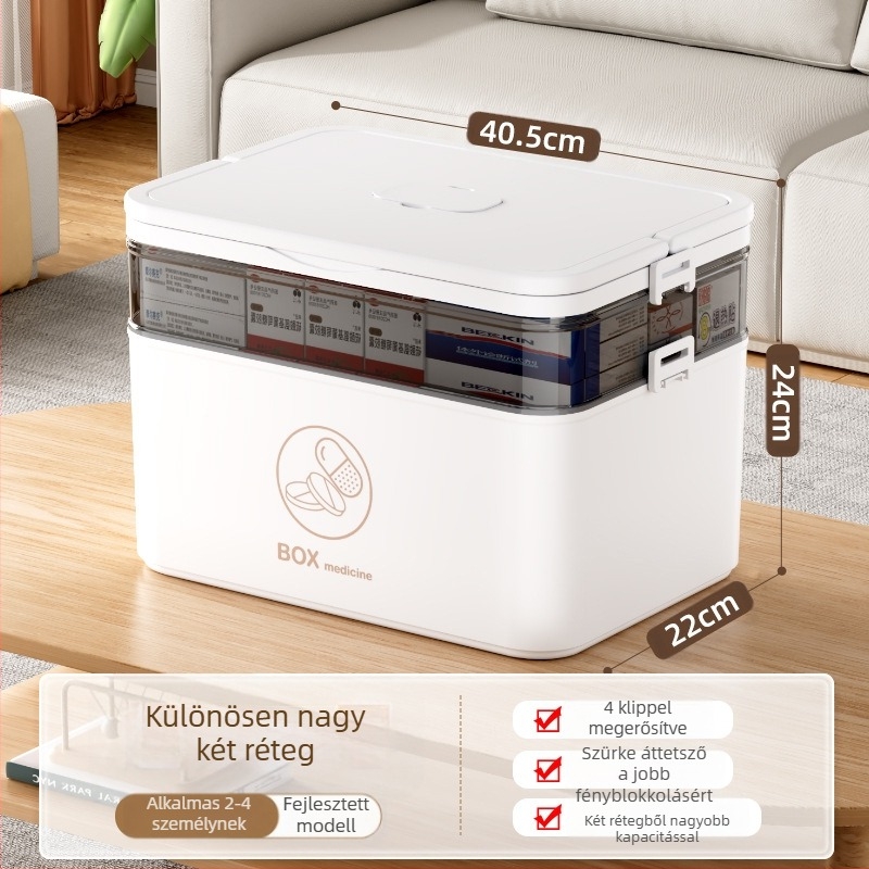 Háztartási nagyméretű gyógyszeres doboz nagykereskedelmi többrétegű rekeszes orvosi tárolódoboz hordozható otthoni sürgősségi hordozható elsősegélynyújtó gyógyszeres doboz