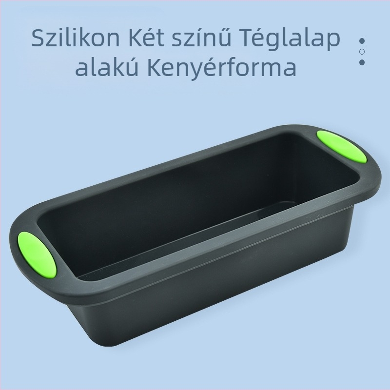 Gyári nagykereskedelmi szilikon kétszínű téglalap alakú pirítós süteménytálca házi süteményforma kenyérforma sütőeszközök