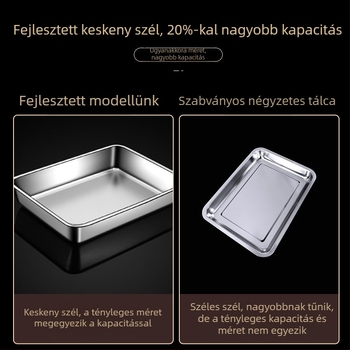 Rozsdamentes acél négyzet alakú lemez lapos lemez téglalap alakú doboz fedővel tálcával tiramisu kereskedelmi mélytálca mosogatótál