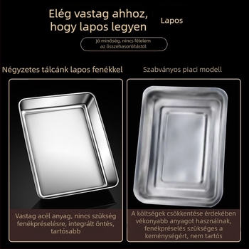 Rozsdamentes acél négyzet alakú lemez lapos lemez téglalap alakú doboz fedővel tálcával tiramisu kereskedelmi mélytálca mosogatótál