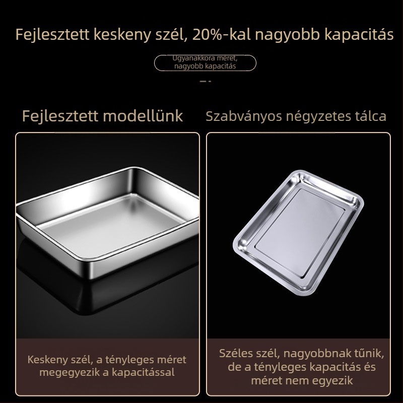 Rozsdamentes acél négyzet alakú lemez lapos lemez téglalap alakú doboz fedővel tálcával tiramisu kereskedelmi mélytálca mosogatótál