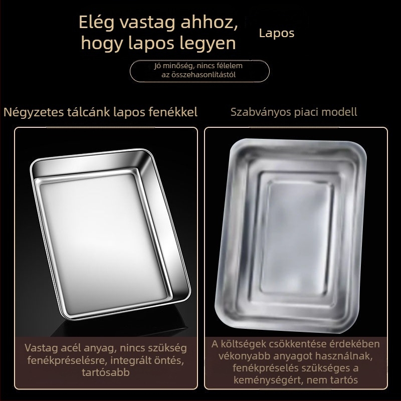 Rozsdamentes acél négyzet alakú lemez lapos lemez téglalap alakú doboz fedővel tálcával tiramisu kereskedelmi mélytálca mosogatótál