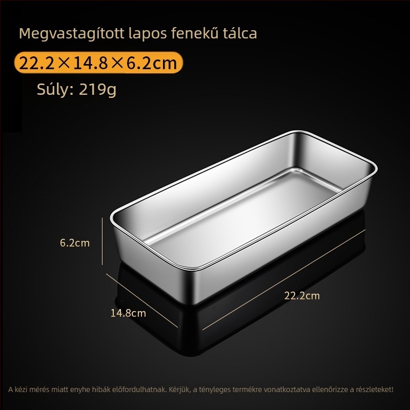 Rozsdamentes acél négyzet alakú lemez lapos lemez téglalap alakú doboz fedővel tálcával tiramisu kereskedelmi mélytálca mosogatótál