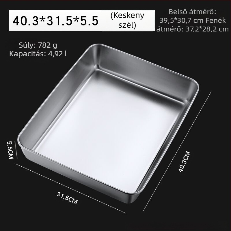 Rozsdamentes acél négyzet alakú lemez lapos lemez téglalap alakú doboz fedővel tálcával tiramisu kereskedelmi mélytálca mosogatótál