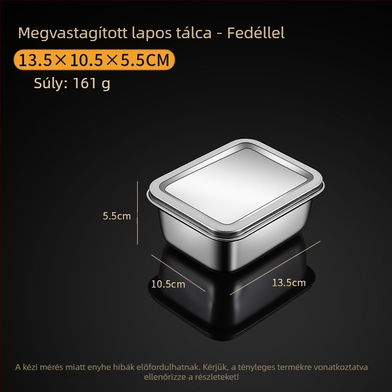 Rozsdamentes acél négyzet alakú lemez lapos lemez téglalap alakú doboz fedővel tálcával tiramisu kereskedelmi mélytálca mosogatótál