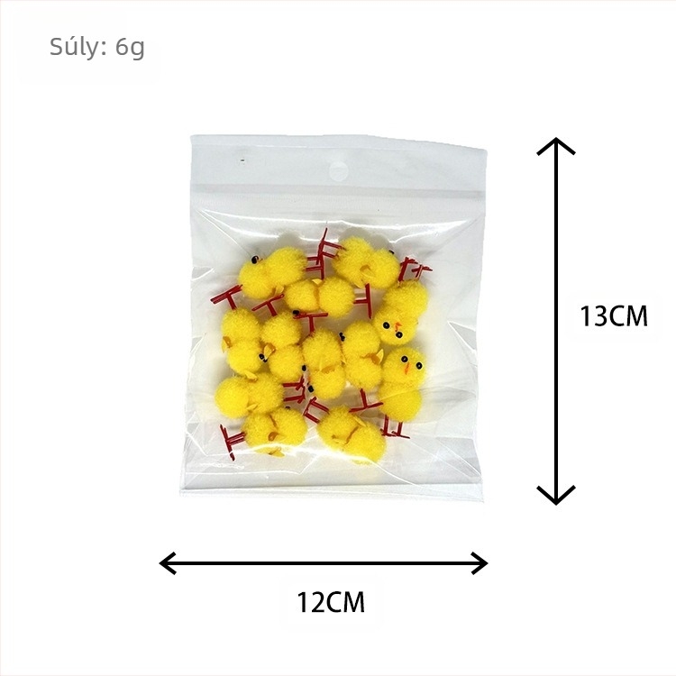 Húsvéti csibék 72 db-os csomag, magasság kb. 3,0 cm, sárga pamutgolyó csirke, húsvéti bársony csirke, húsvéti dekoráció