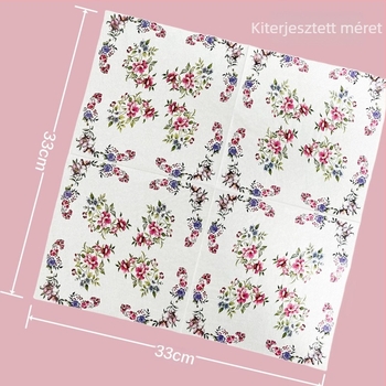 Határokon átnyúló Temu Retro Rózsaszín Lila Virágos Szalvéta Western Éttermi Kávézó Szállodai Papírtörlő Színes Szalvéta